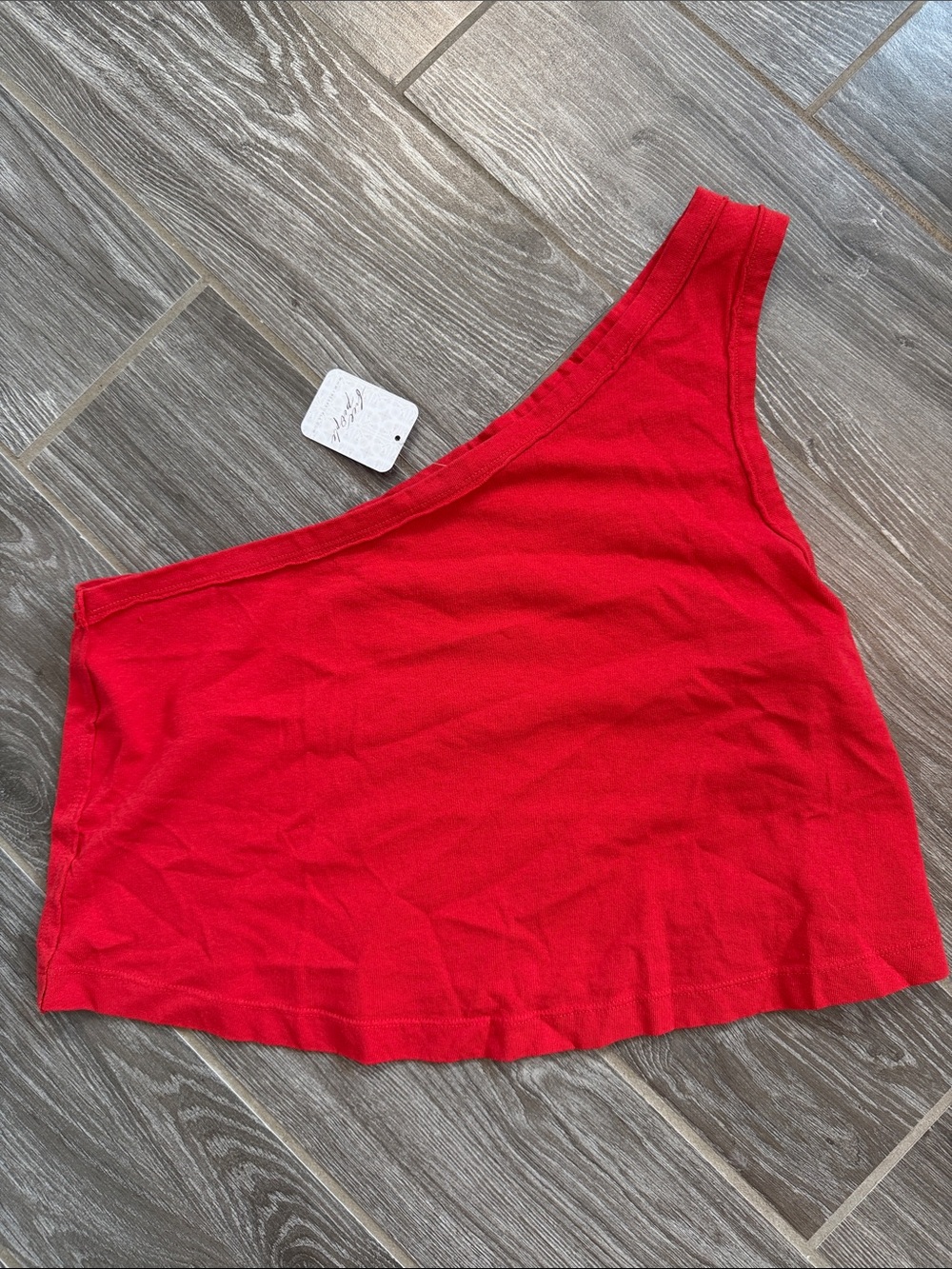 NEW! We The Free Sunny One-Shoulder cropped tank Valiant Poppy red Small Medium